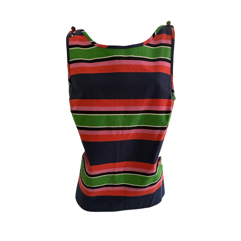 Trina Turk Womens‎ Large Multi Color Striped Sleeveless Knot Shoulder Shell Top